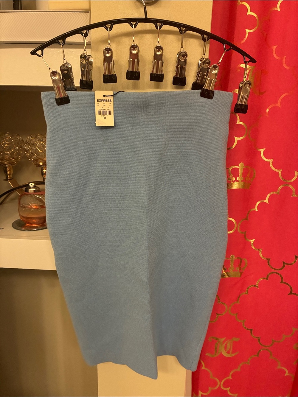 Express Light Blue Knit Pencil Skirt